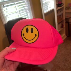 Pink Smiley Face Trucker Hat